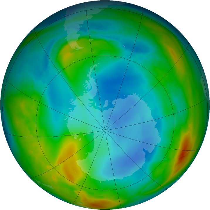 Antarctic ozone map for 04 July 2007